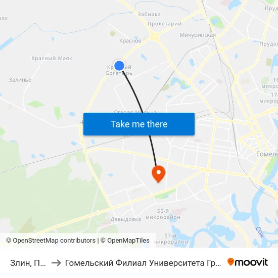 Злин, Поворот to Гомельский Филиал Университета Гражданской Защиты Мчс map