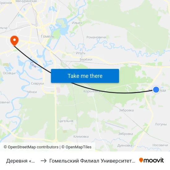 Деревня «Жгуно-Буда» to Гомельский Филиал Университета Гражданской Защиты Мчс map