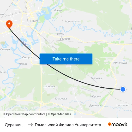 Деревня «Логуны» to Гомельский Филиал Университета Гражданской Защиты Мчс map