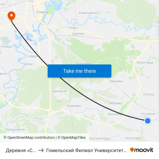 Деревня «Староселье» to Гомельский Филиал Университета Гражданской Защиты Мчс map