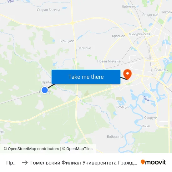 Прибор to Гомельский Филиал Университета Гражданской Защиты Мчс map