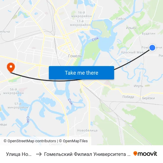Улица Новаторская to Гомельский Филиал Университета Гражданской Защиты Мчс map