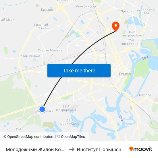 Молодёжный Жилой Комплекс «Солнечный» to Институт Повышения Квалификации map
