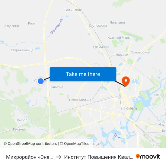 Микрорайон «Энергетик» to Институт Повышения Квалификации map