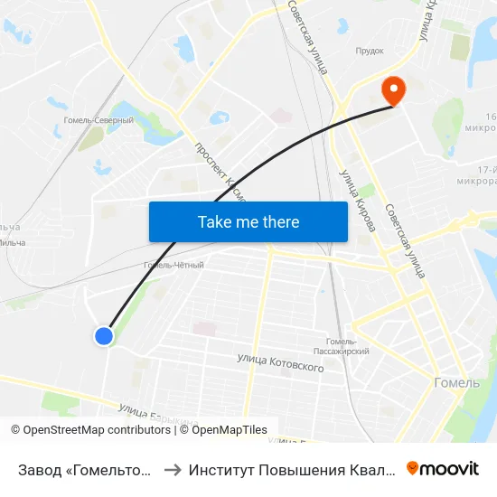 Завод «Гомельторгмаш» to Институт Повышения Квалификации map