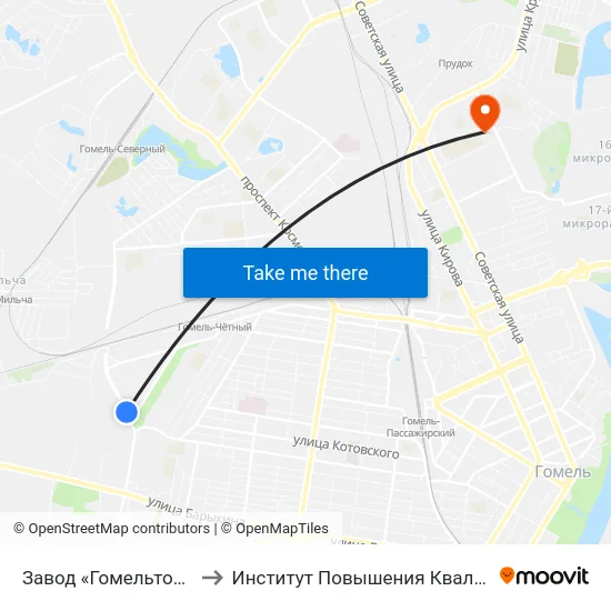 Завод «Гомельторгмаш» to Институт Повышения Квалификации map
