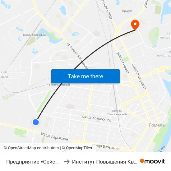 Предприятие «Сейсмотехника» to Институт Повышения Квалификации map