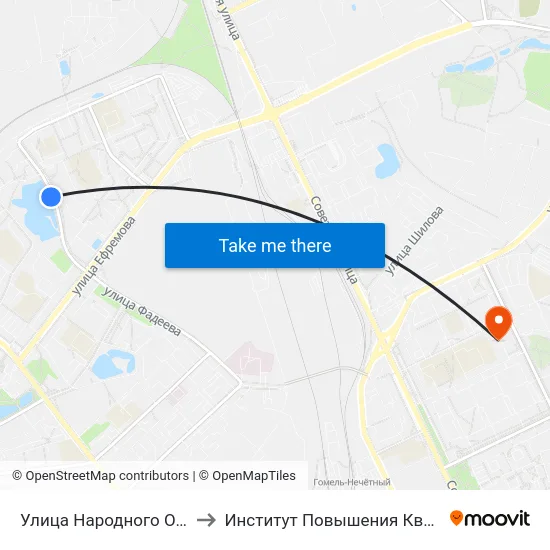 Улица Народного Ополчения to Институт Повышения Квалификации map