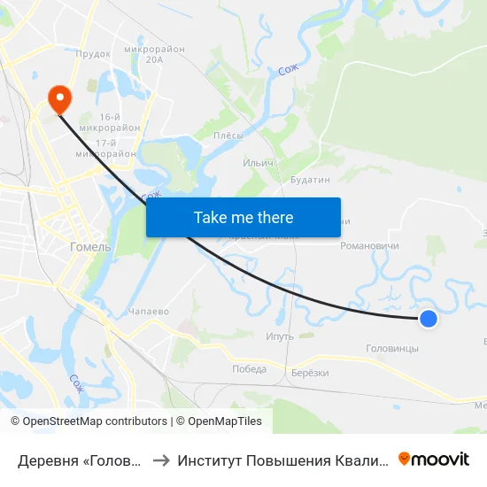 Деревня «Головинцы» to Институт Повышения Квалификации map