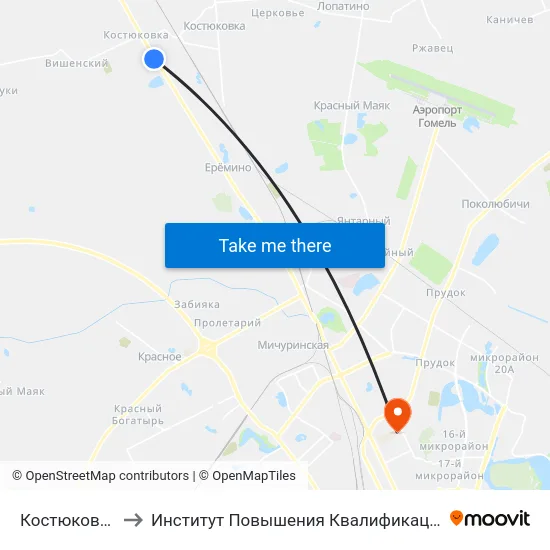 Костюковка to Институт Повышения Квалификации map