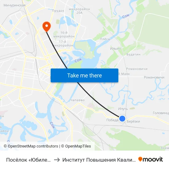 Посёлок «Юбилейный» to Институт Повышения Квалификации map