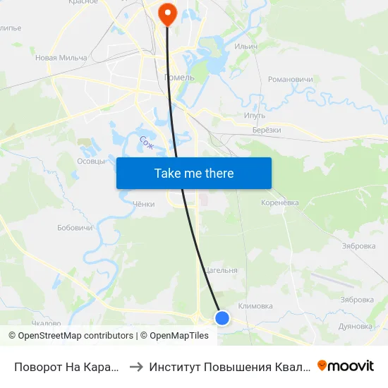 Поворот На Каравышень to Институт Повышения Квалификации map