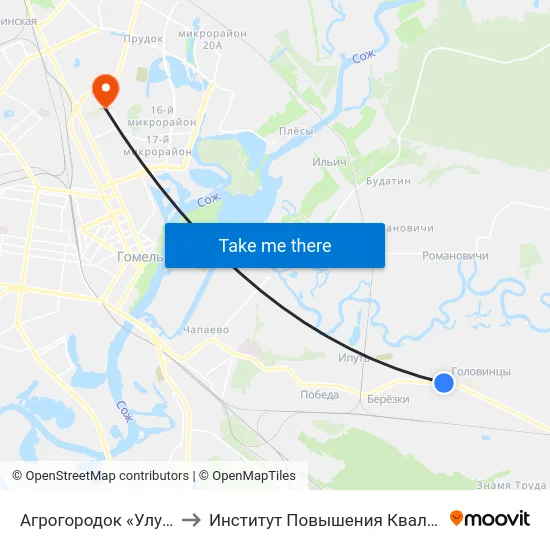 Агрогородок «Улуковье» to Институт Повышения Квалификации map