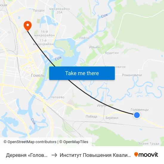 Деревня «Головинцы» to Институт Повышения Квалификации map