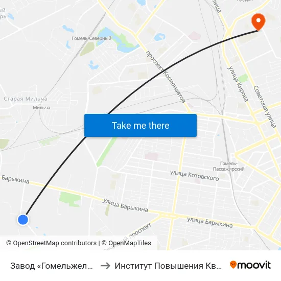 Завод «Гомельжелезобетон» to Институт Повышения Квалификации map