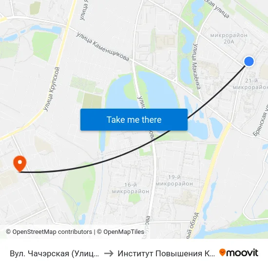 Вул. Чачэрская (Улица Чечерская) to Институт Повышения Квалификации map
