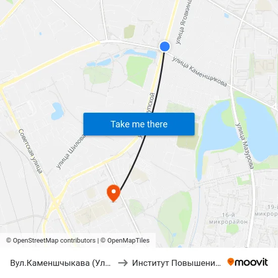 Вул.Каменшчыкава (Улица Каменщикова) to Институт Повышения Квалификации map