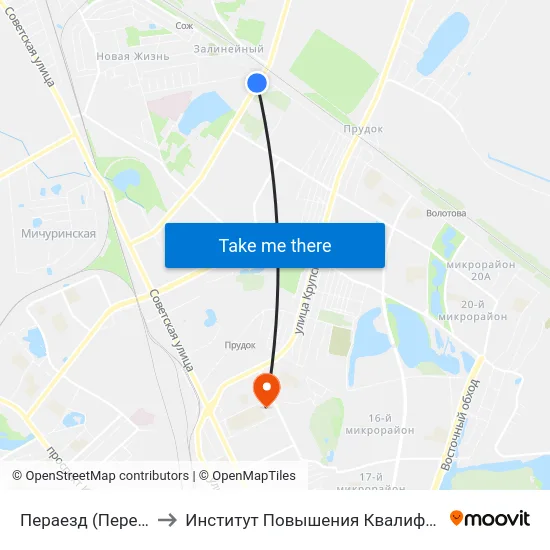 Пераезд (Переезд) to Институт Повышения Квалификации map