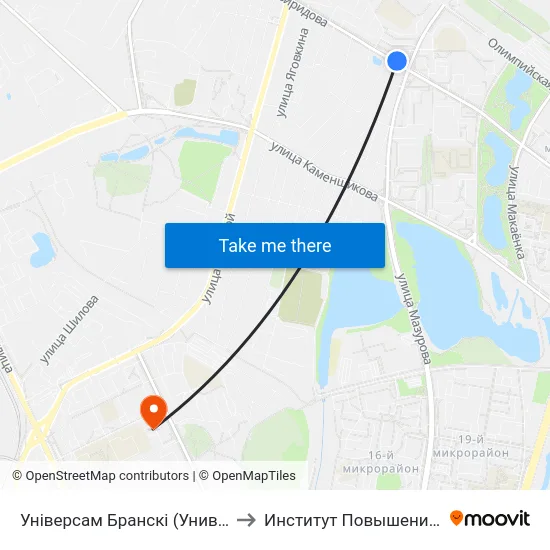 Універсам Бранскі (Универсам «Брянский») to Институт Повышения Квалификации map