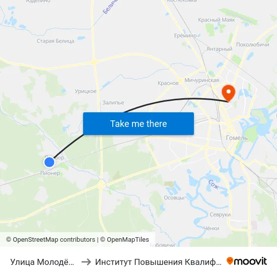 Улица Молодёжная to Институт Повышения Квалификации map