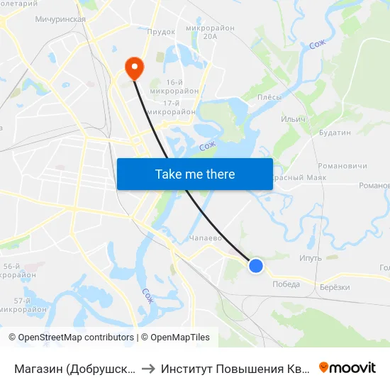 Магазин (Добрушская Улица) to Институт Повышения Квалификации map