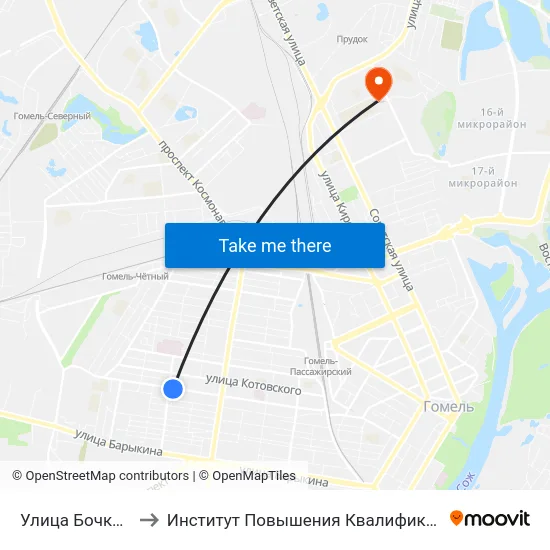 Улица Бочкина to Институт Повышения Квалификации map