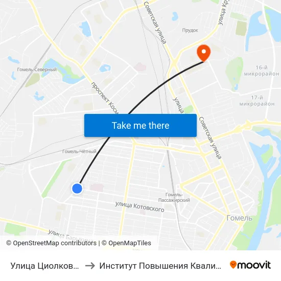 Улица Циолковского to Институт Повышения Квалификации map