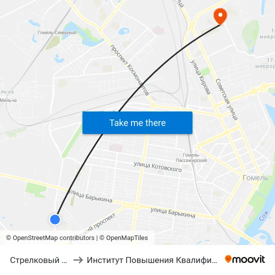 Стрелковый Тир to Институт Повышения Квалификации map