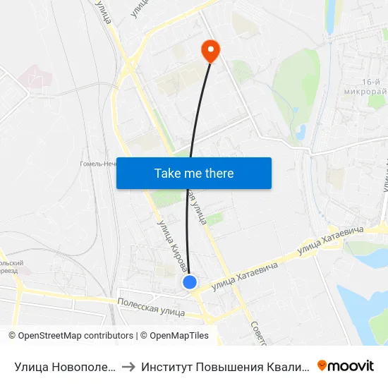 Улица Новополесская to Институт Повышения Квалификации map