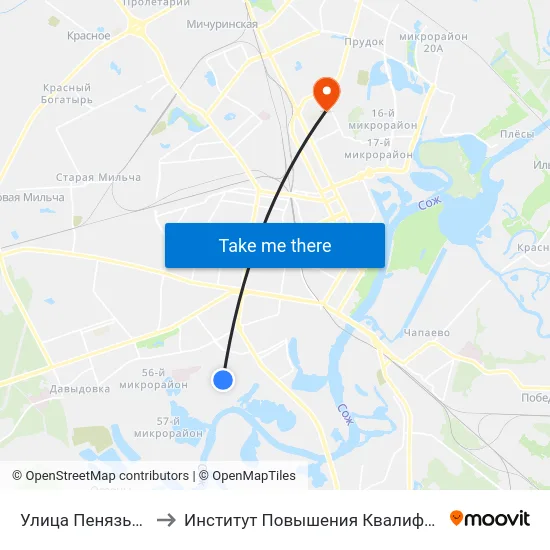 Улица Пенязькова to Институт Повышения Квалификации map