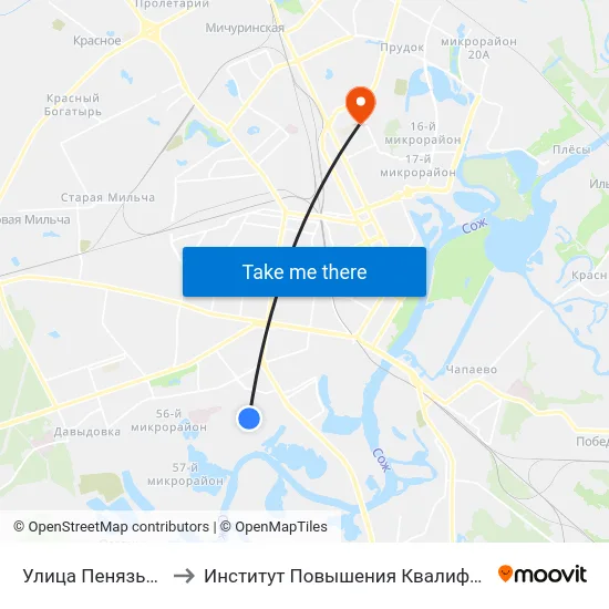 Улица Пенязькова to Институт Повышения Квалификации map