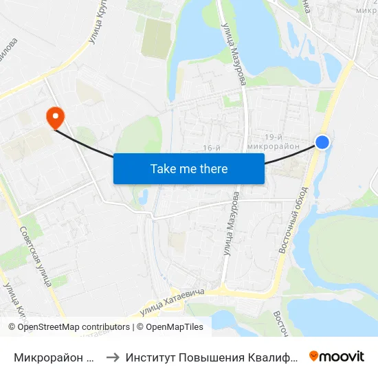 Микрорайон № 19 to Институт Повышения Квалификации map
