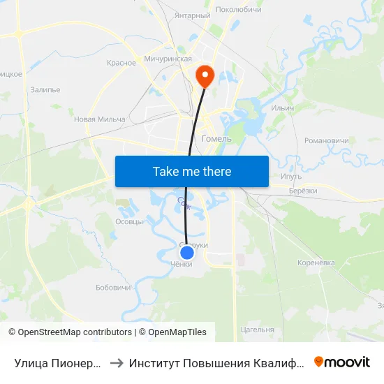 Улица Пионерская to Институт Повышения Квалификации map
