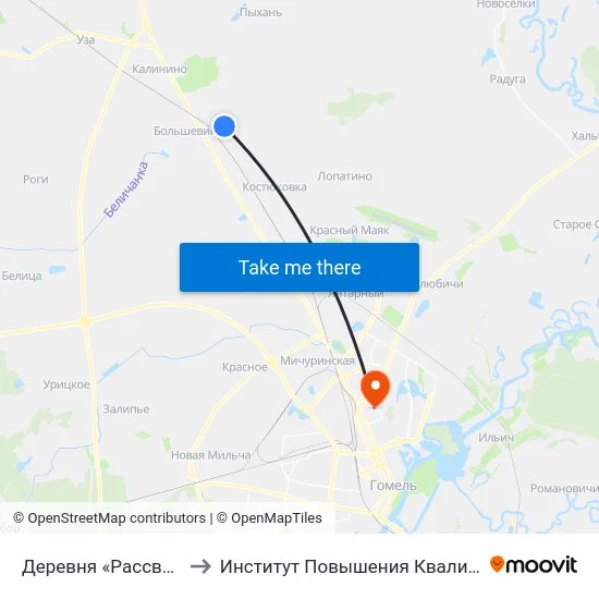 Деревня «Рассветная» to Институт Повышения Квалификации map