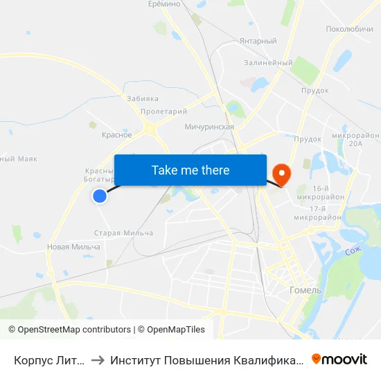 Корпус Литья to Институт Повышения Квалификации map