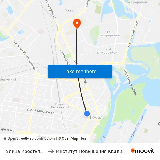 Улица Крестьянская to Институт Повышения Квалификации map