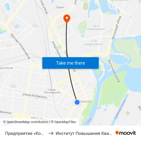 Предприятие «Коминтерн» to Институт Повышения Квалификации map