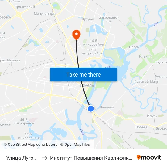 Улица Луговая to Институт Повышения Квалификации map