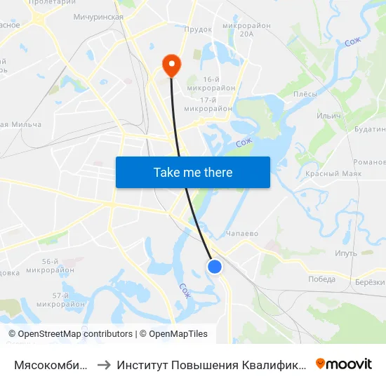 Мясокомбинат to Институт Повышения Квалификации map