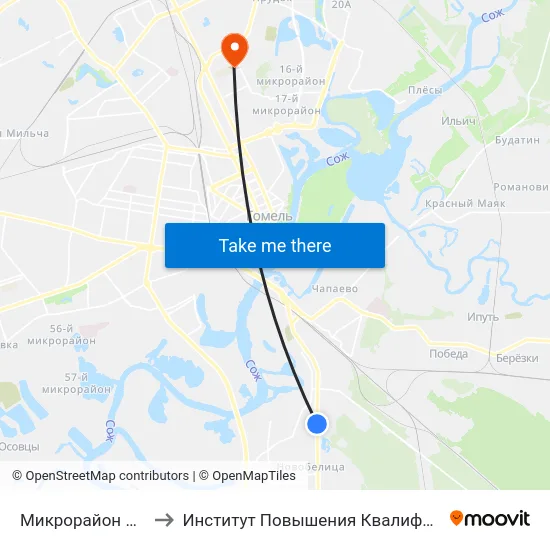 Микрорайон № 35 to Институт Повышения Квалификации map