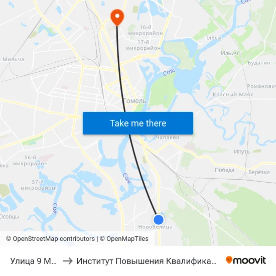 Улица 9 Мая to Институт Повышения Квалификации map