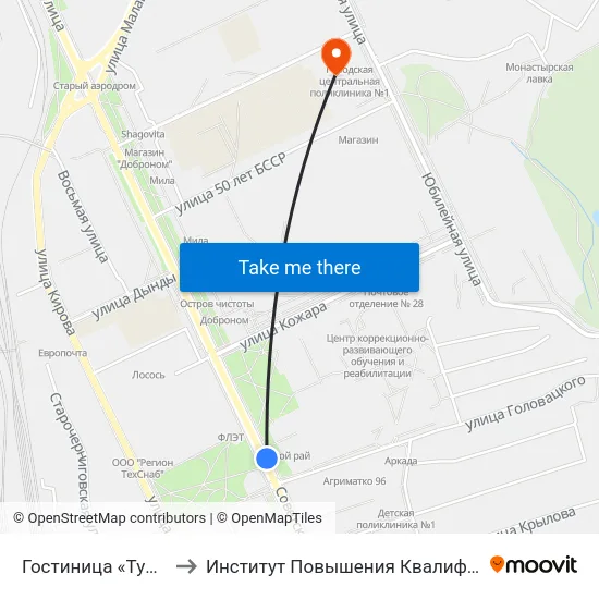 Гостиница «Турист» to Институт Повышения Квалификации map
