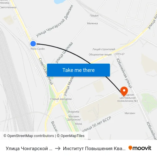 Улица Чонгарской Дивизии to Институт Повышения Квалификации map