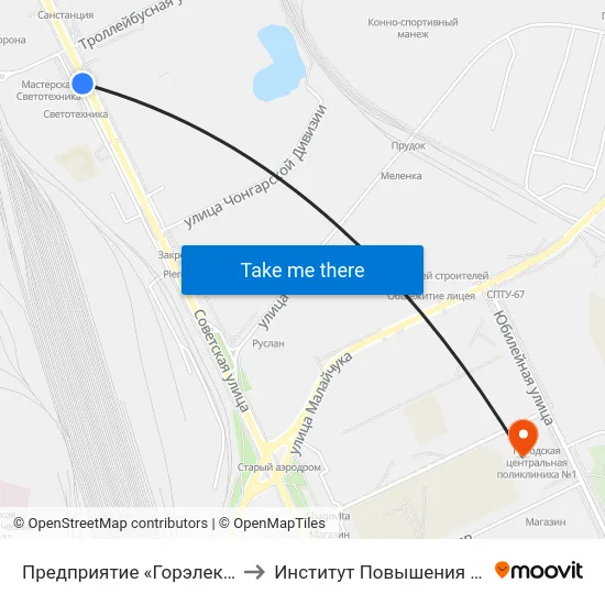 Предприятие «Горэлектротранспорт» to Институт Повышения Квалификации map