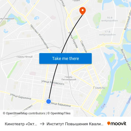 Кинотеатр «Октябрь» to Институт Повышения Квалификации map