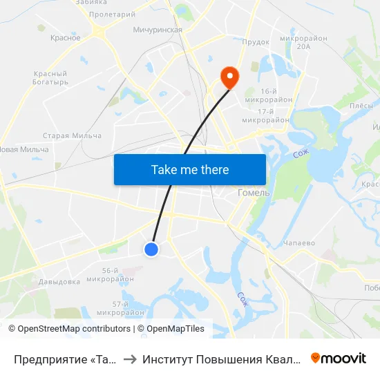 Предприятие «Татьяна» to Институт Повышения Квалификации map