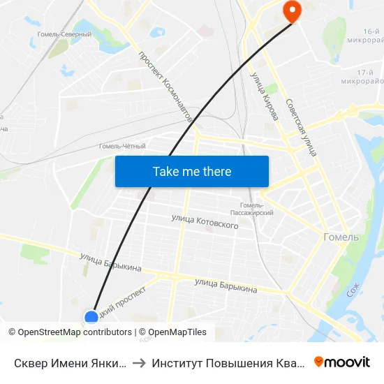 Сквер Имени Янки Купалы to Институт Повышения Квалификации map