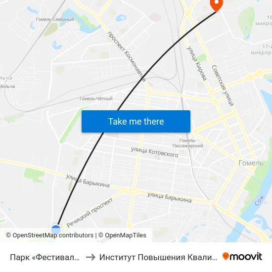 Парк «Фестивальный» to Институт Повышения Квалификации map