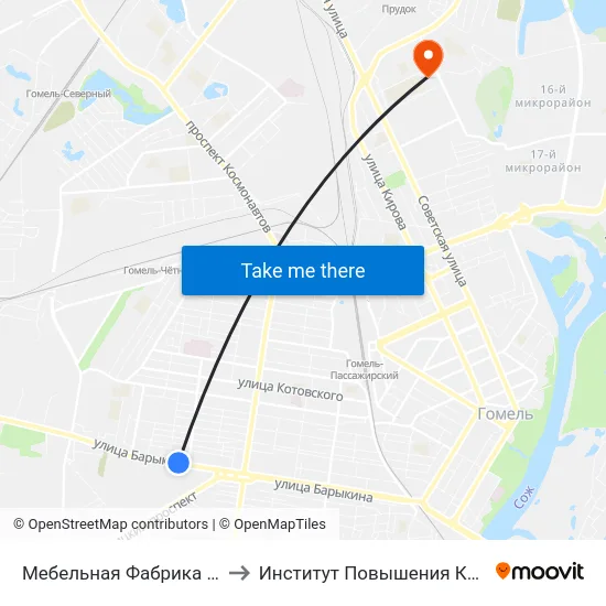 Мебельная Фабрика «Прогресс» to Институт Повышения Квалификации map