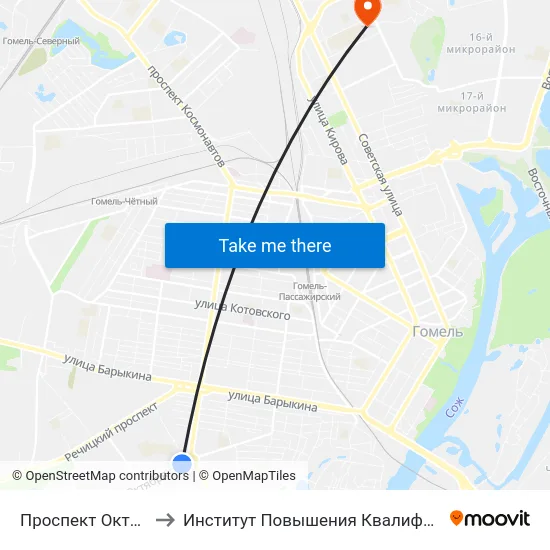 Проспект Октября to Институт Повышения Квалификации map